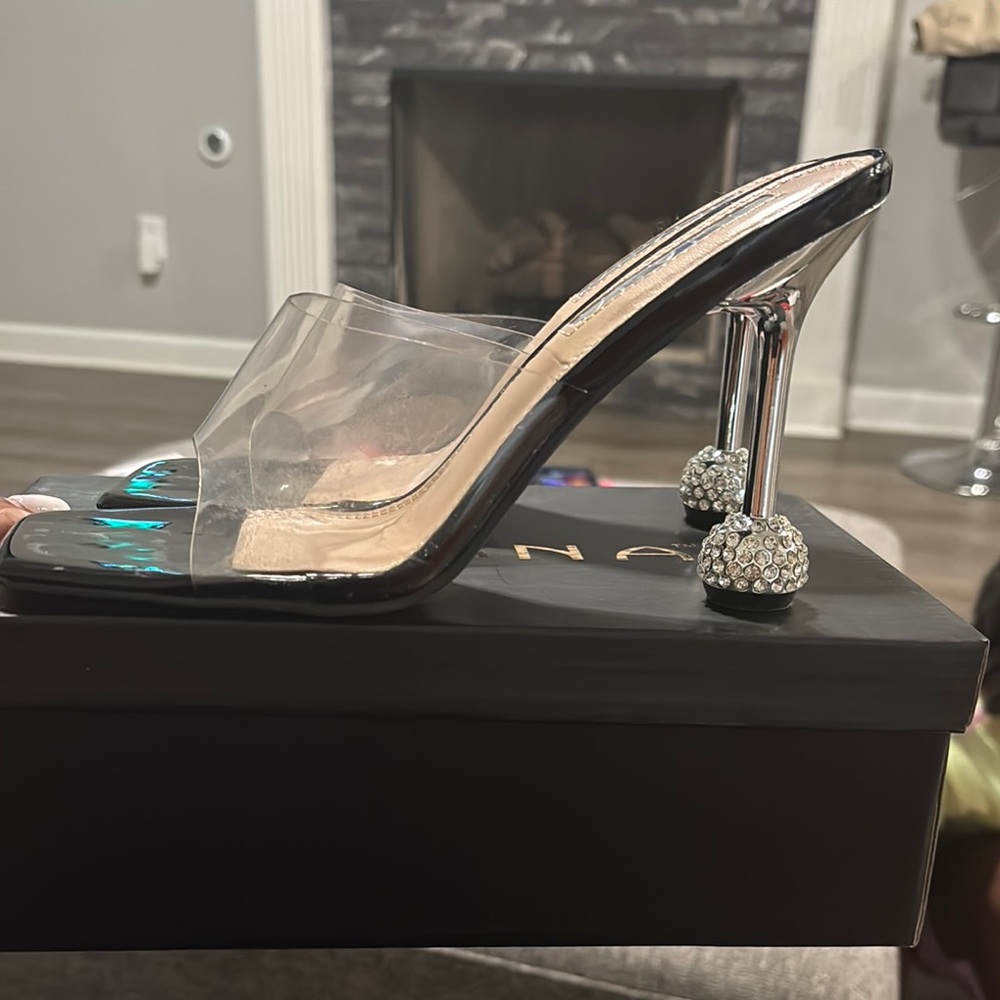 Silver Heels with Rhinestone Embellishments